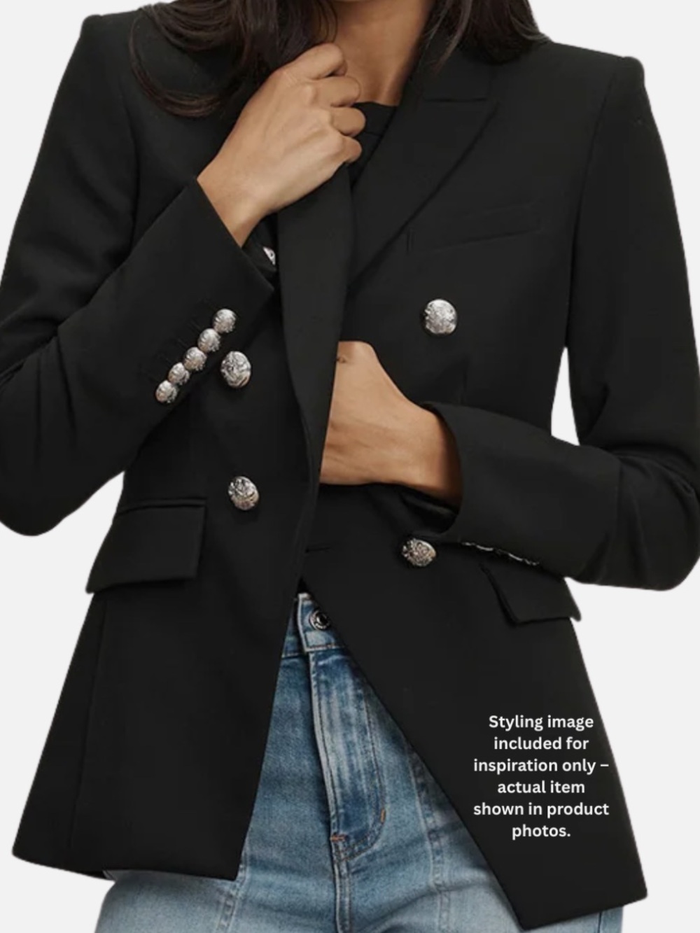 Veronica Beard Miller Dickey Jacket Black Double Breasted Blazer Silver
Buttons